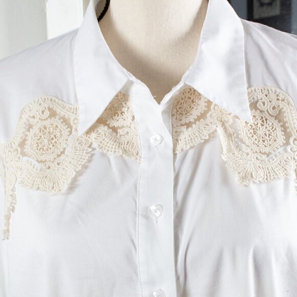 Laundry by Shelli Segal Embroidered & Lace Top, Size Large - Picture 5 of 7